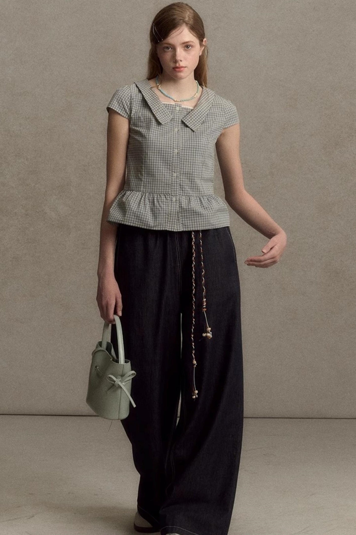 Summer Plaid Sleeve Top