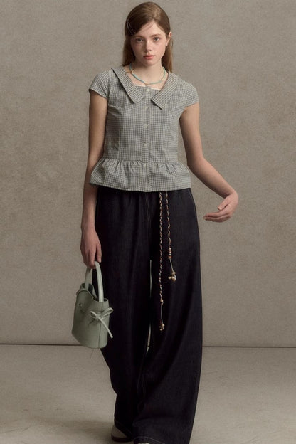 Summer Plaid Sleeve Top