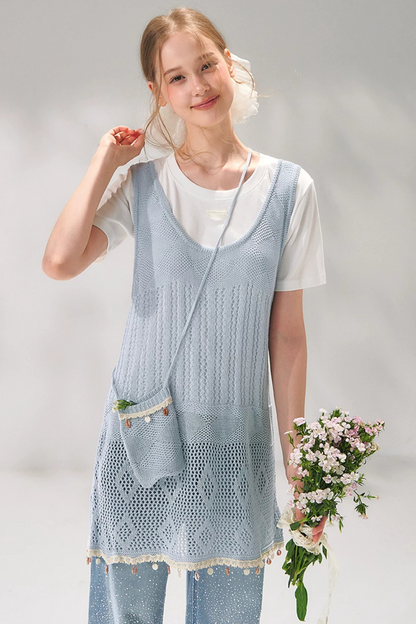 Shell Jacquard Knitted Vest Set