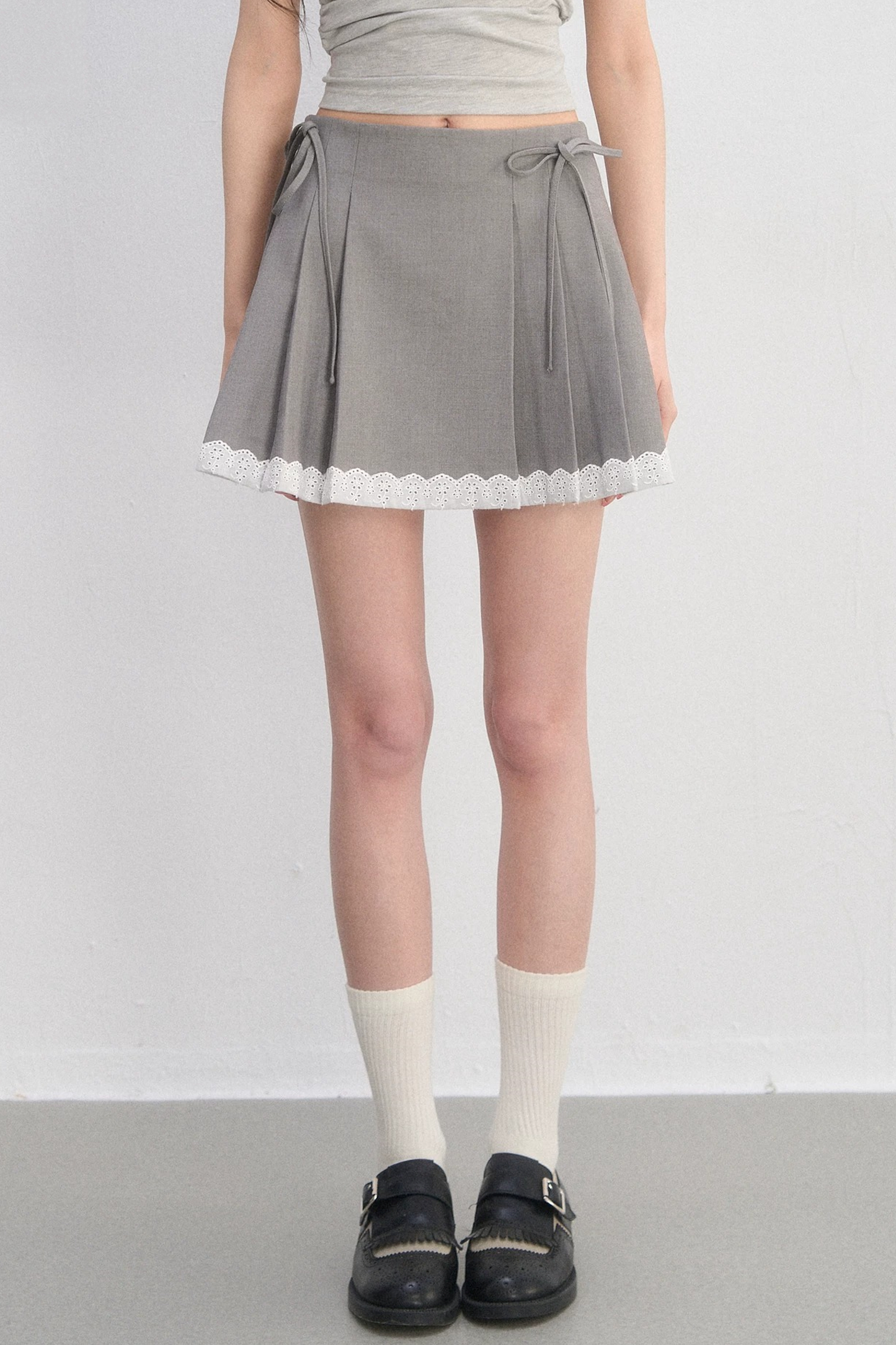 Pleated Lace Trim Skirt