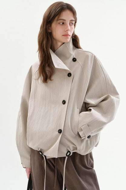 Elegant Drawstring Trench Coat