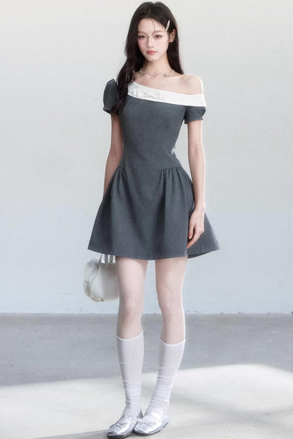 Contrasting Off-Shoulder Princess Dress