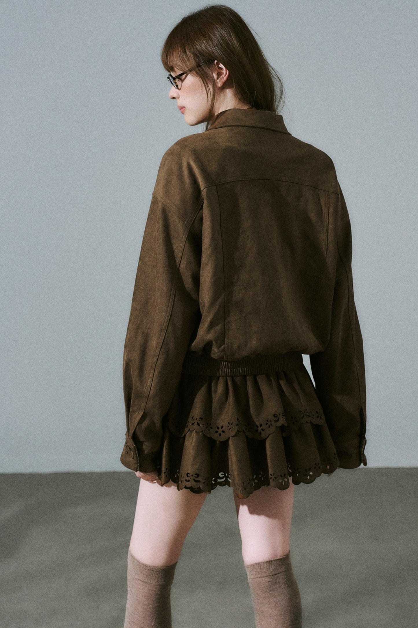 Winter Flower Suede Skirt Set-Up