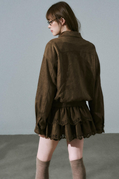 Winter Flower Suede Skirt Set-Up