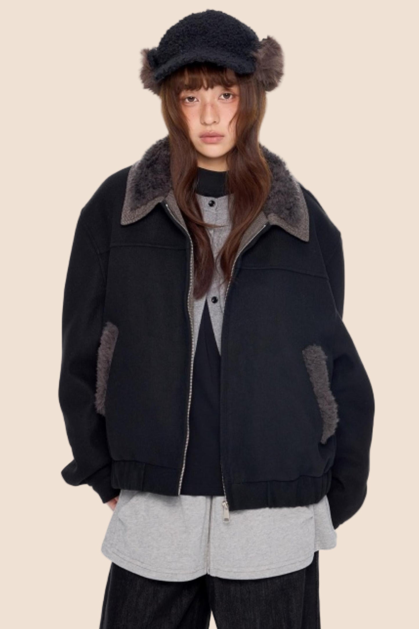 Fur Patchwork Cotton Jacket