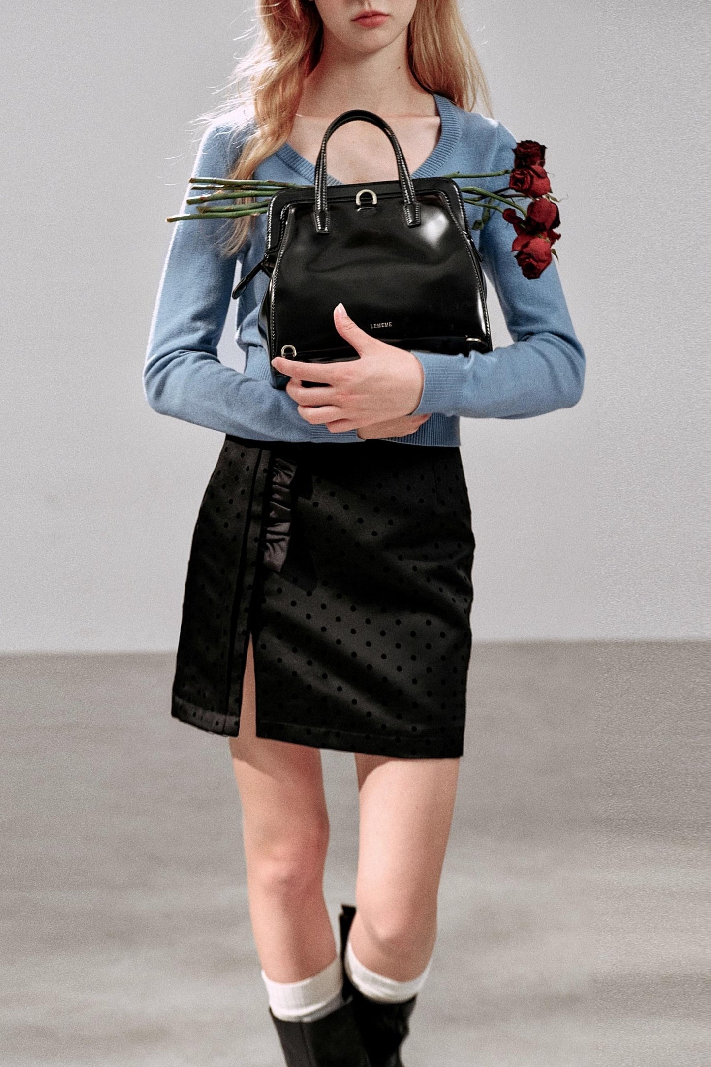 Gentle Polka Dot Ruffled Skirt