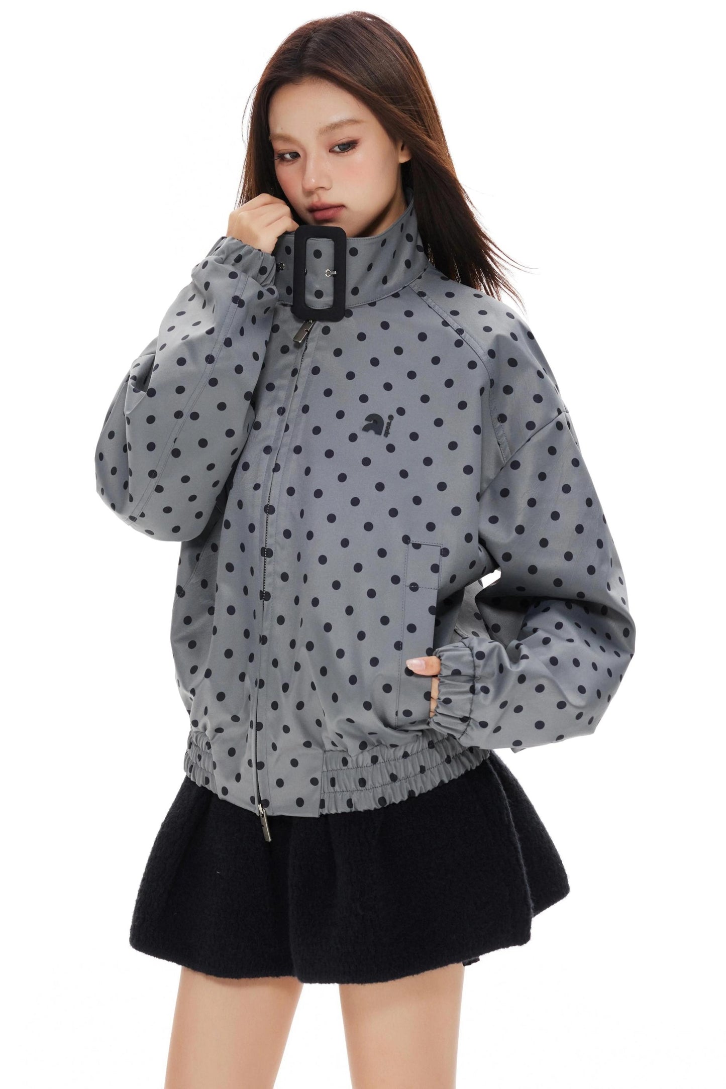Polka Dot Stand-Up Jacket