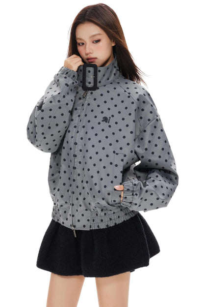Polka Dot Stand-Up Jacket