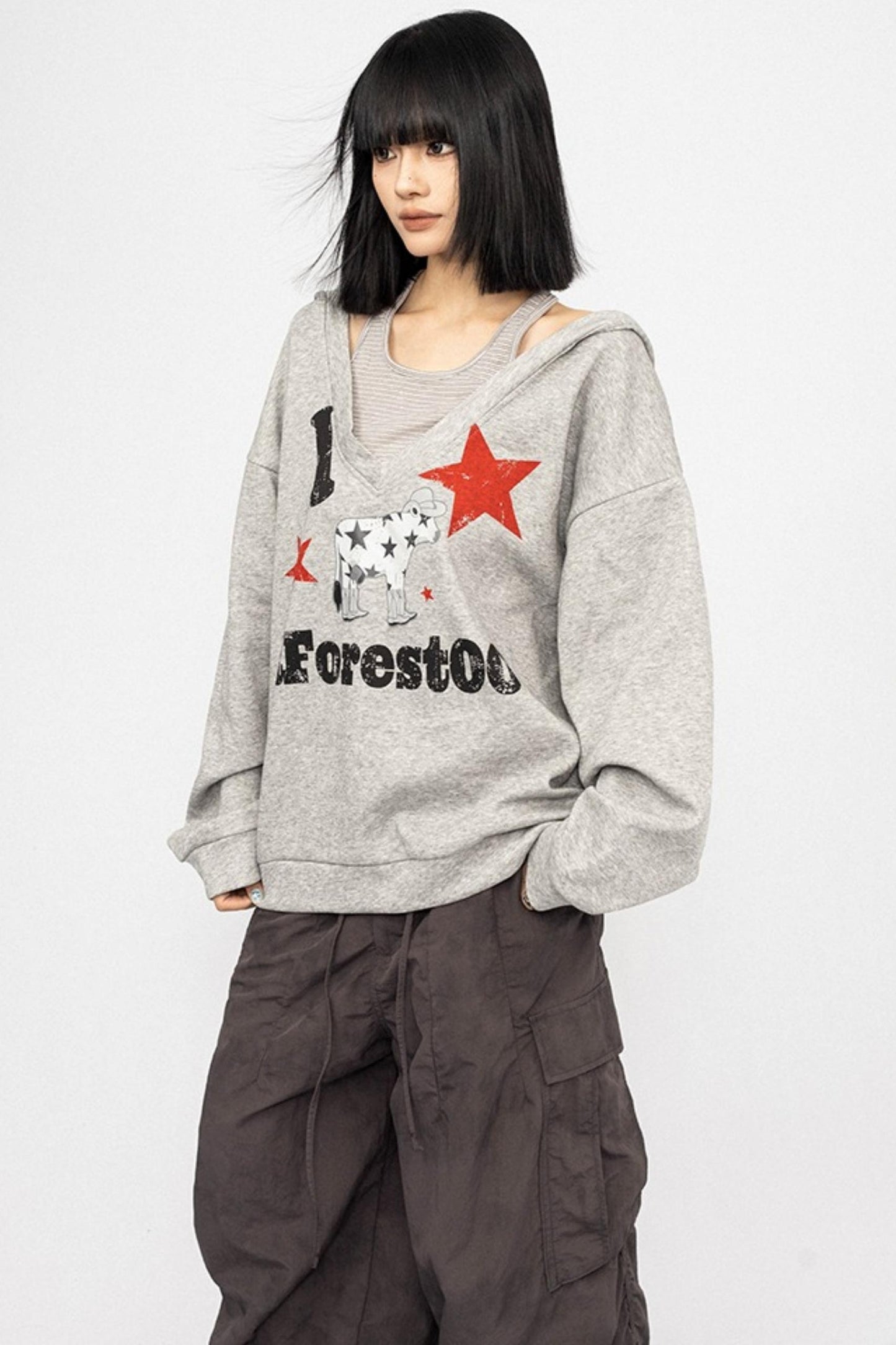 Slanted Shoulder Sweatshirt