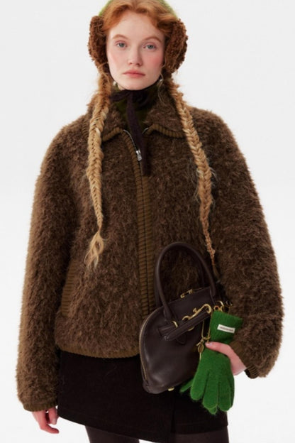 Retro Brown Braided Fur Coat