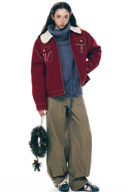 Red Wool Winter Jacket