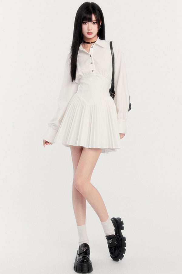 Backless Tie Waistband Shirt Dress