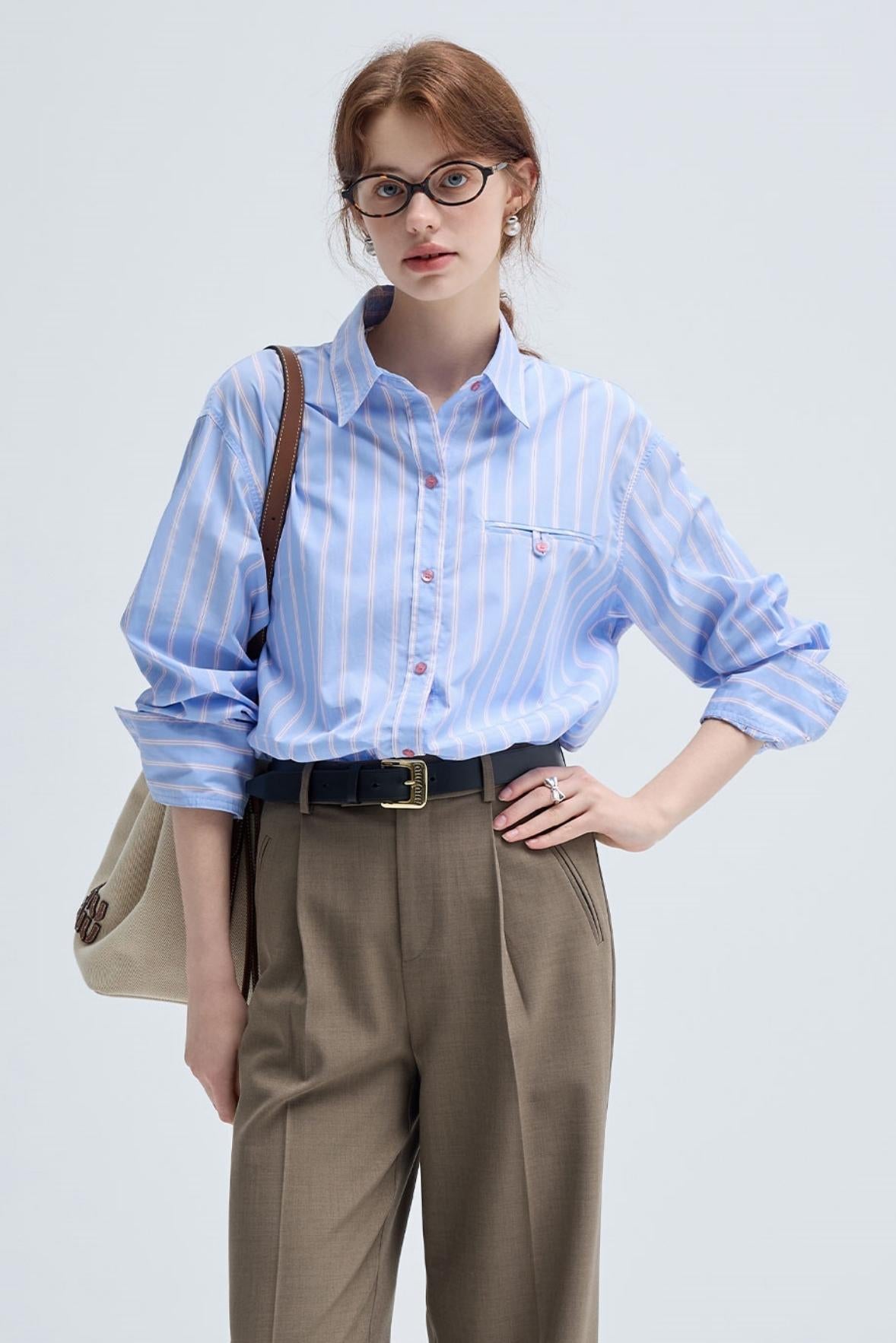 French Striped Casual Shirt