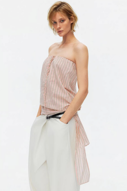 Lightweight Striped Tie-Front Top