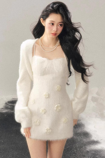 Three-Dimensional Floral Winter Dress