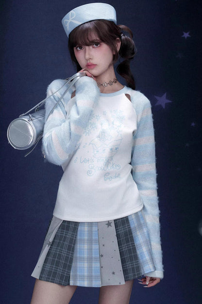 Energetic Striped Raglan Sleeve T-Shirt