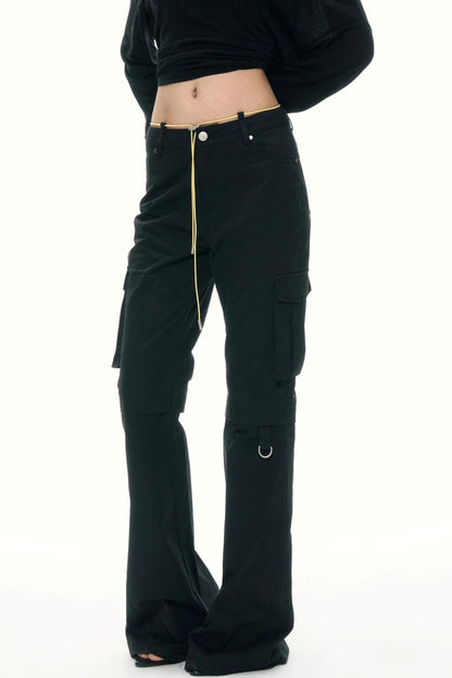 Retro Color-Block Flare Pants