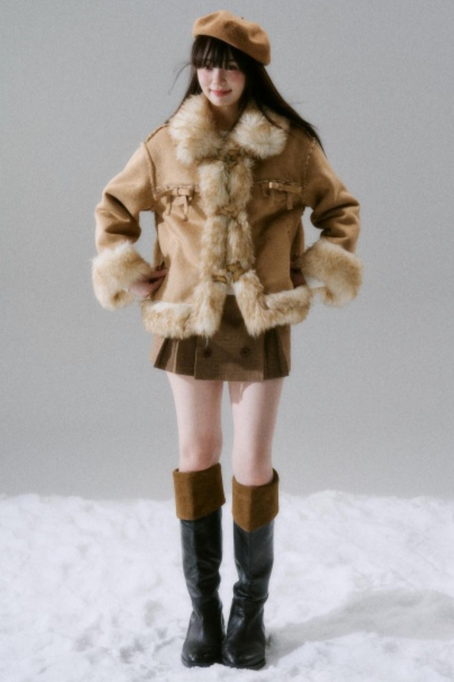 Eco-Friendly Fur Bow Coat