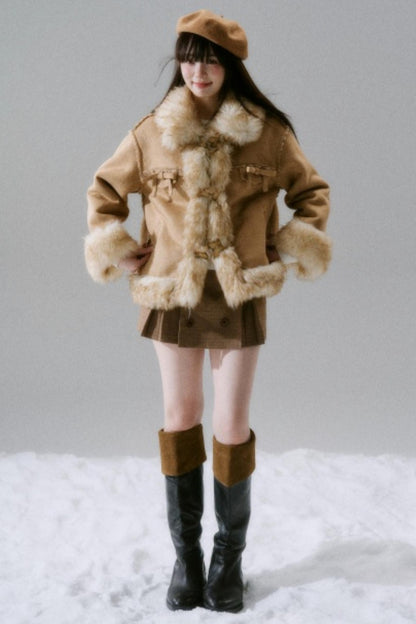 Eco-Friendly Fur Bow Coat