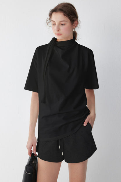 White And Black Cotton Simple T-Shirt