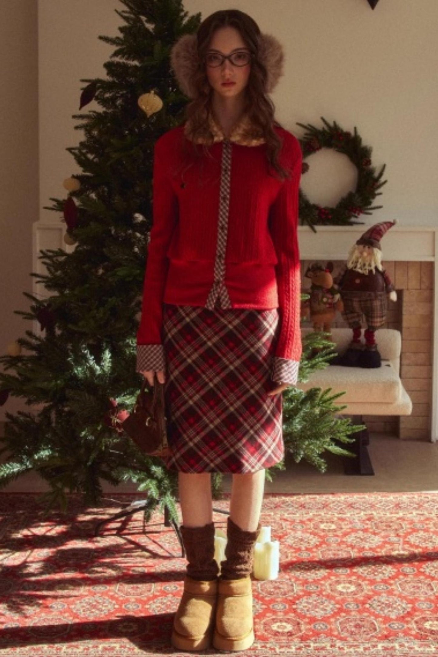 Vintage Plaid Midi Skirt