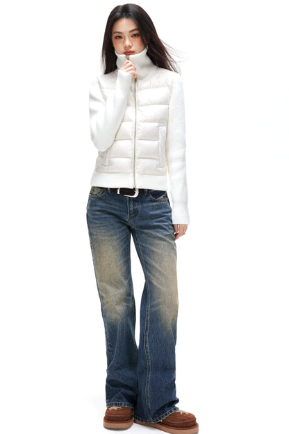 Ribbed Knitted Patchwork Jacket