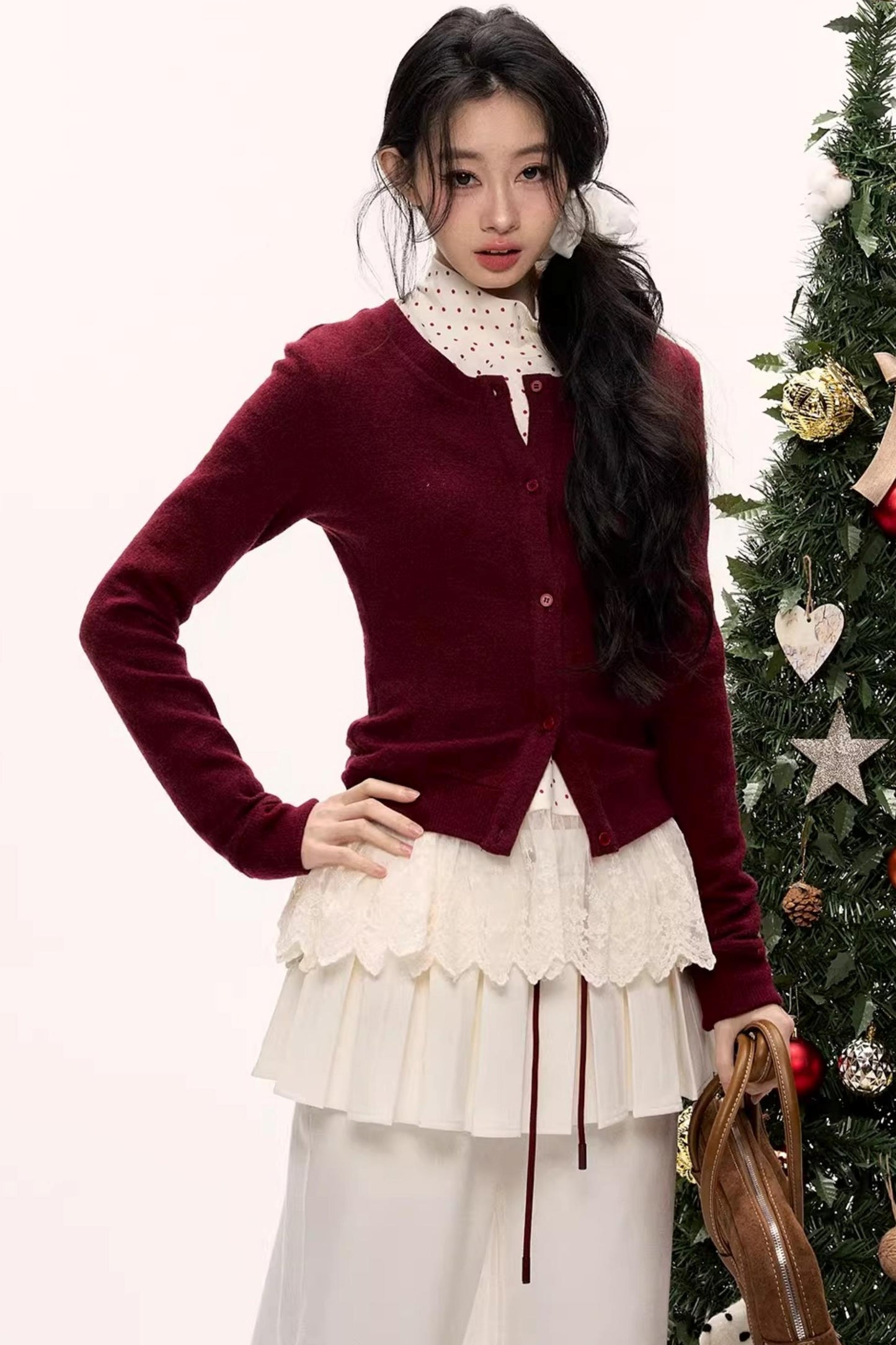 Warm Red Knit Cardigan