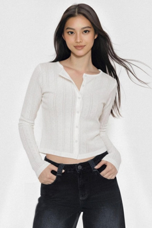 White Stripe Jacquard Top