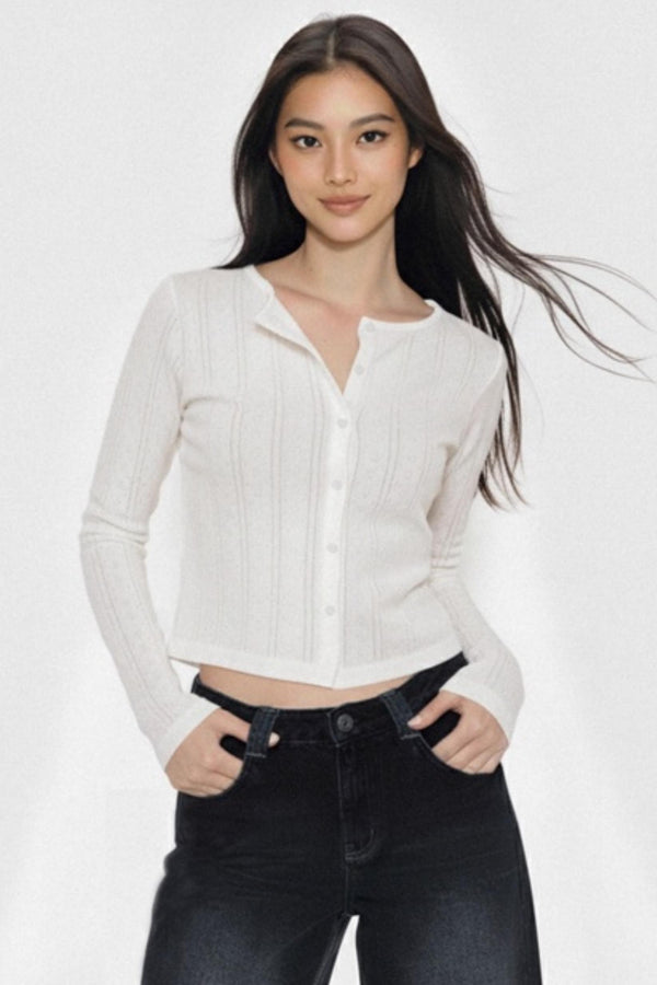 White Stripe Jacquard Top