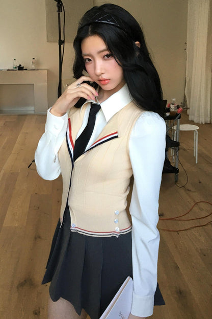 Finnish College Knitted Cardigan Set-Up