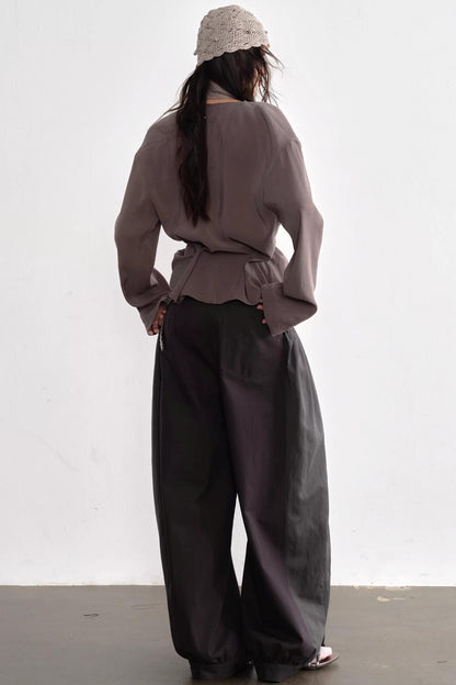 Earth-Tone Ribbon Shirt