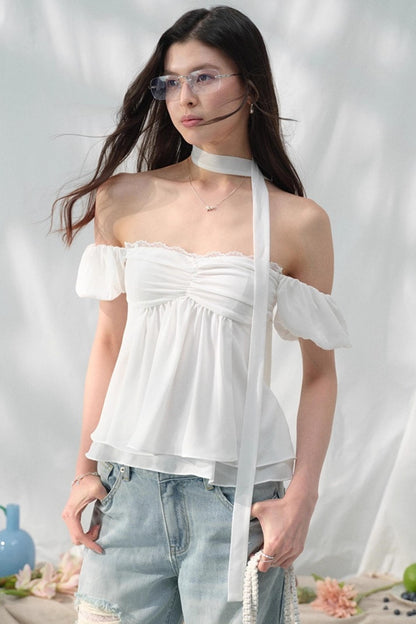 White Sleeve Floral Top