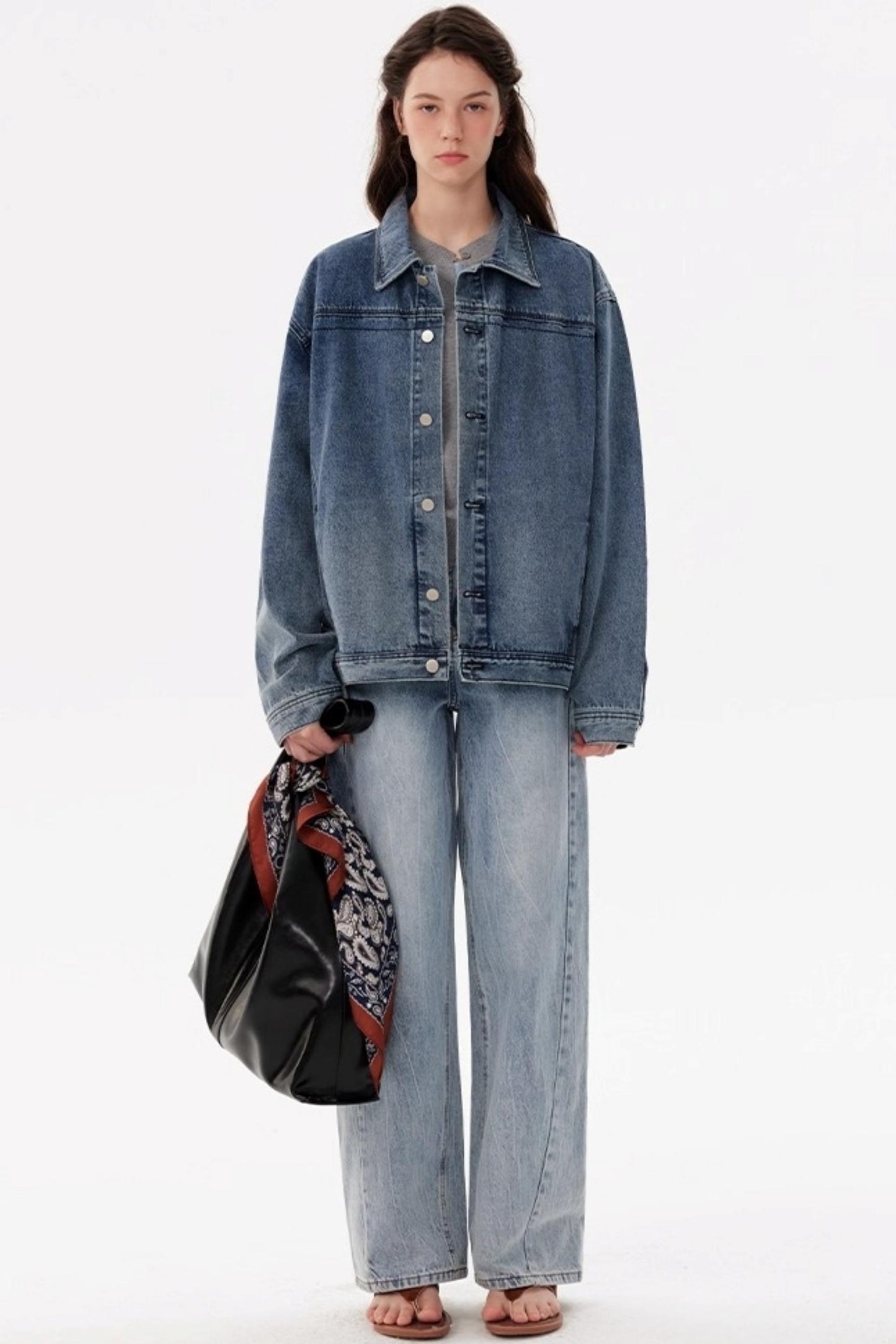 Vintage Distressed Silhouette Denim Jacket