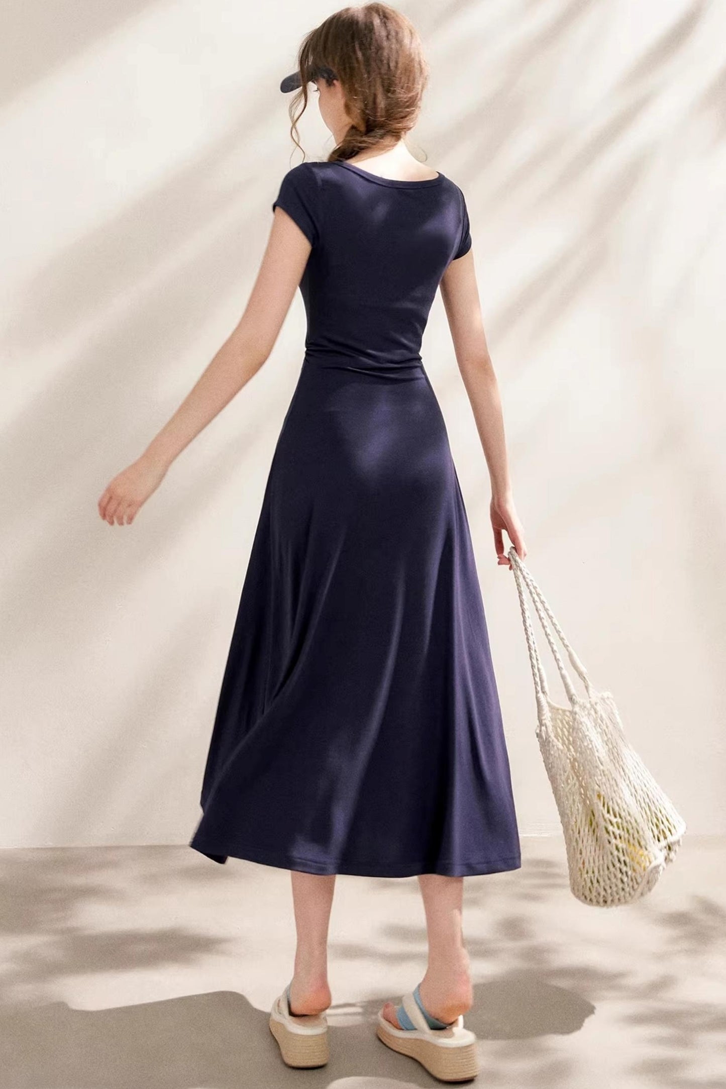 Slim Lace V-Neck A-Line Dress