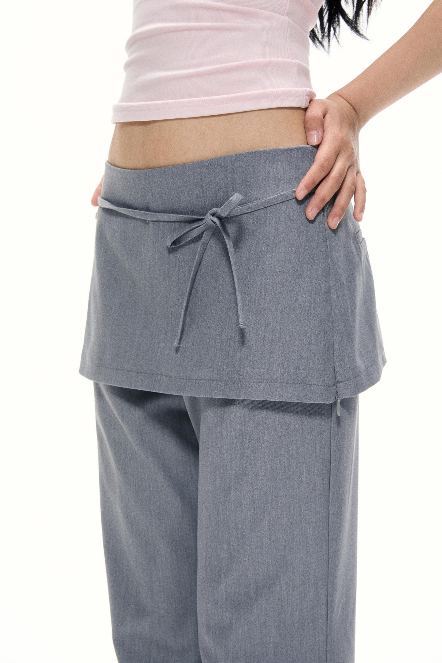 Summer Gray Wide Leg Suit Pants