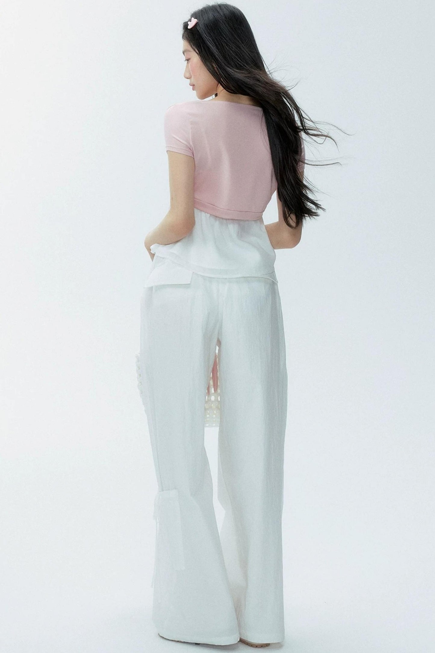 White Drawstring Wide-Leg Pants