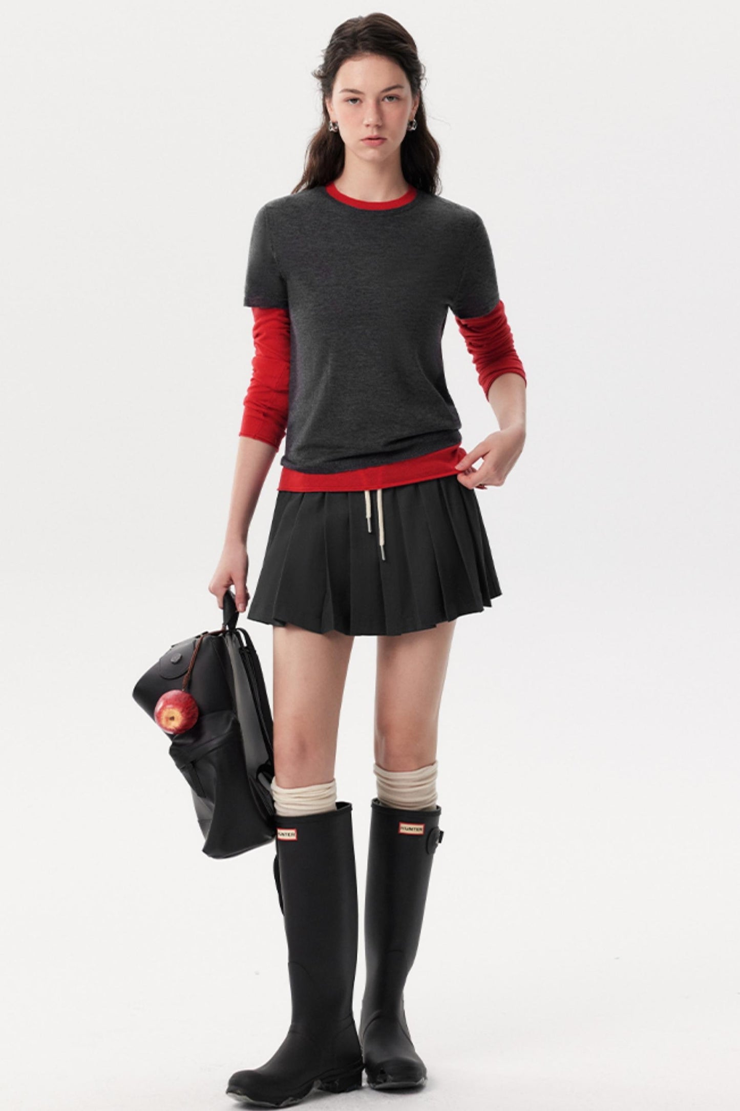 Drawstring Pleated Skirt