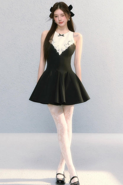 Golden V-Shaped Black Dress