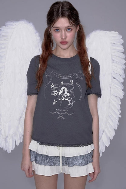 Beige-Gray High-Waisted A-Line Skirt