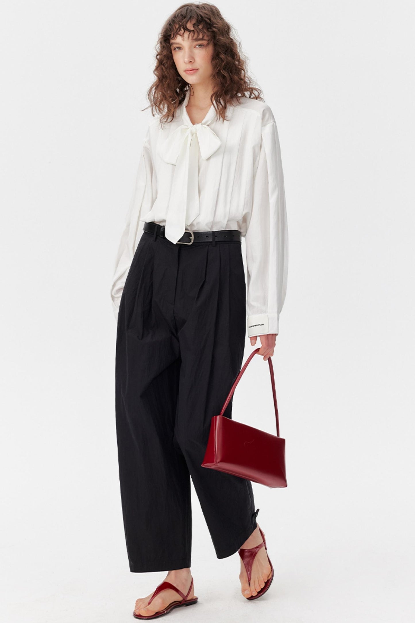 Pleated Bow Tie Shirt