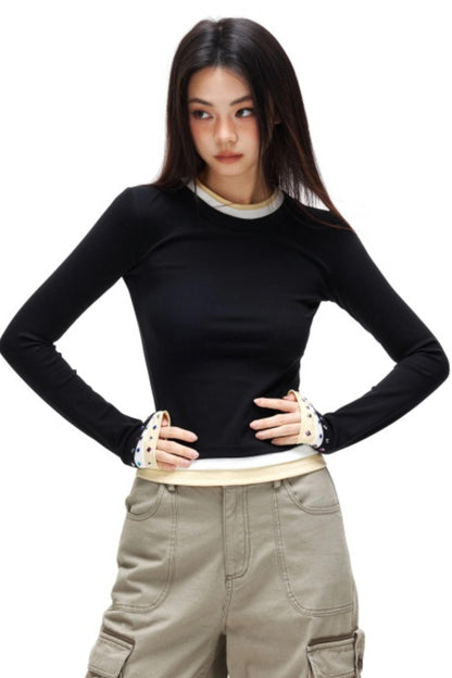 Color-Block Rhinestone Slimming Top