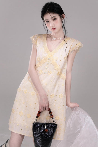 Floral V-Neck Ruffle Dress