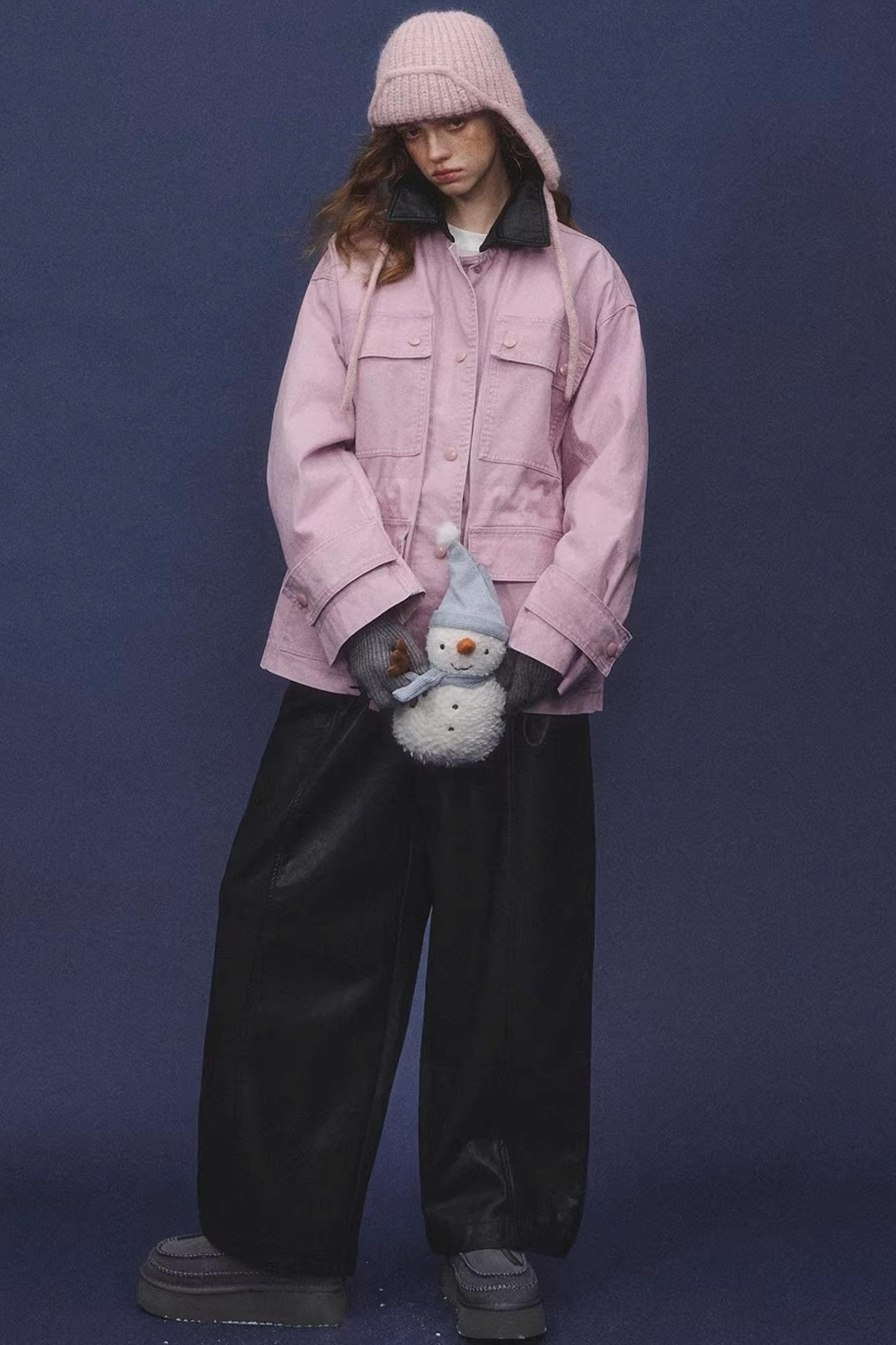 Elastic Waist Black Leather Pants