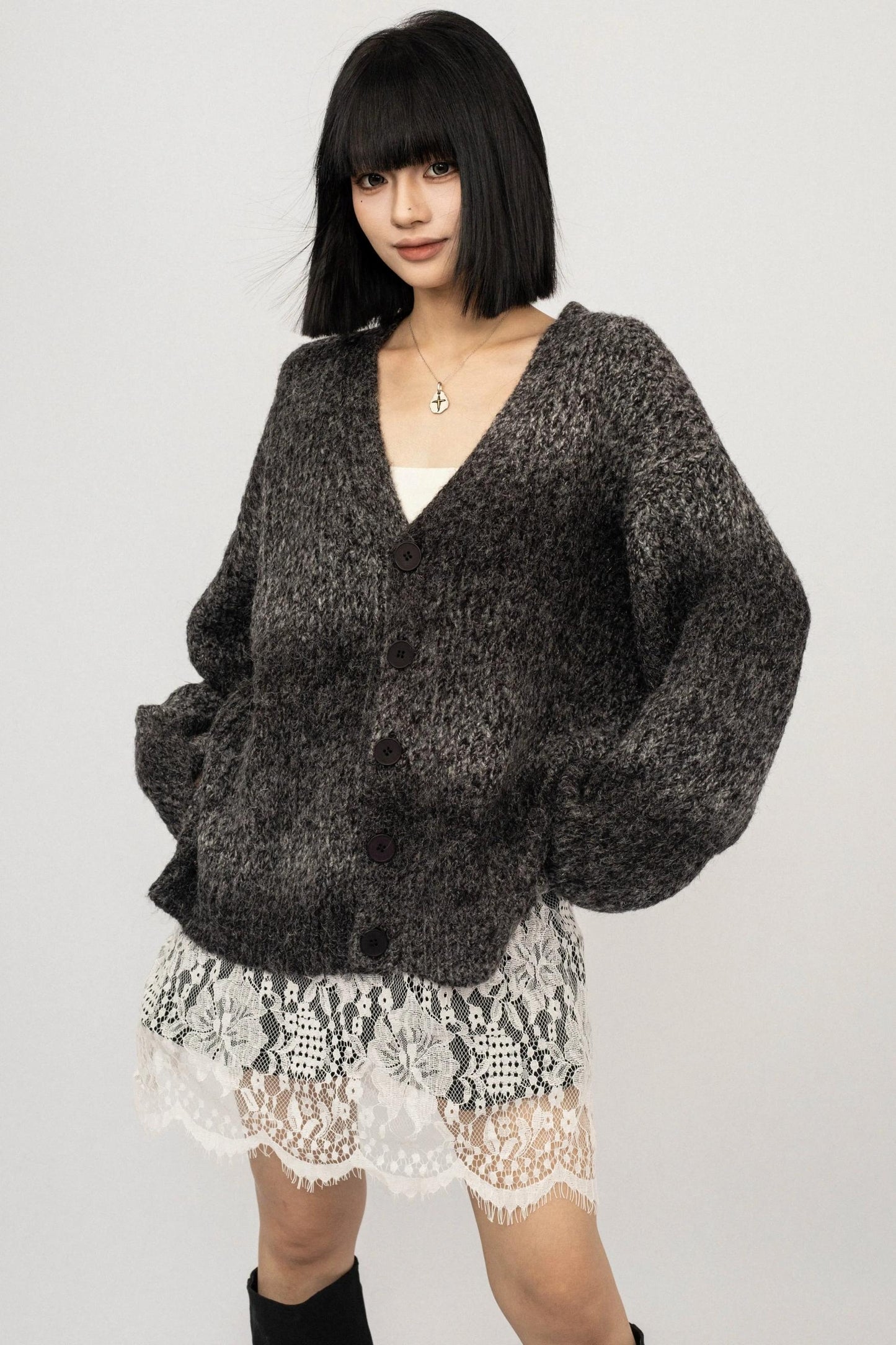 Gradient Loose Knit Cardigan