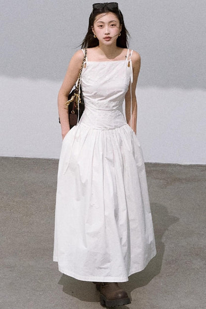 Three-Dimensional White Slip Dress