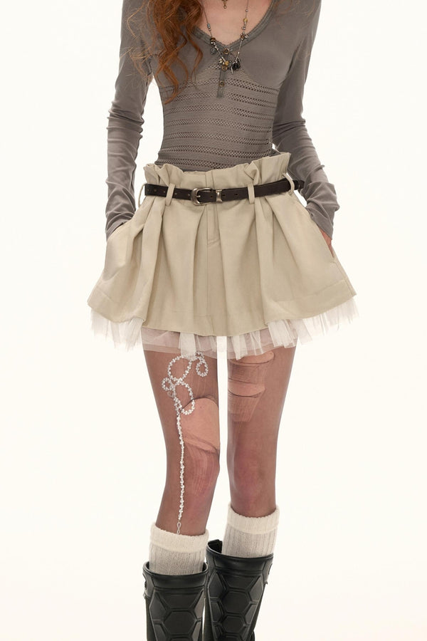 Workwear Layered Short Skirt