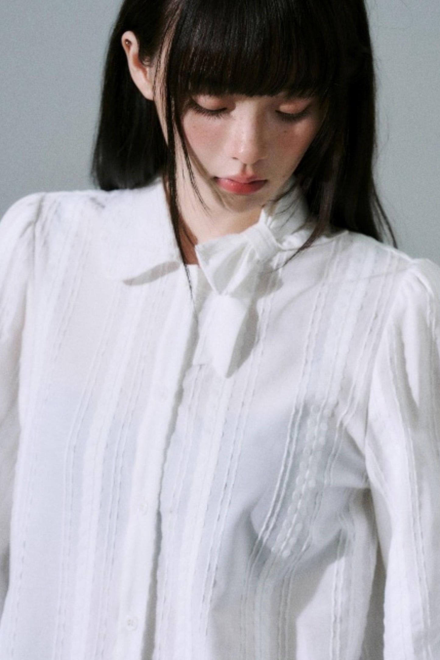 Sheer Cotton Bowknot Shirt