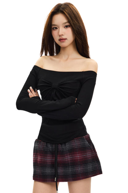 Bow One-Shoulder Slim Top