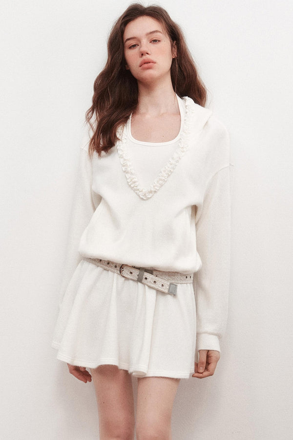 V-Neck Long Sleeve Ruffled Dress