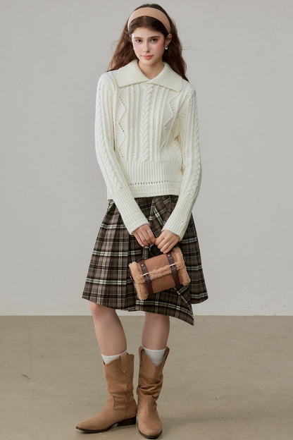 Ruffled Design Retro Plaid Skirt